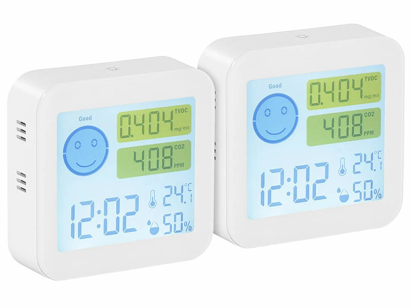 2 Appareils De Mesure COVT/CO2 Avec Horloge Et Thermomètre 3 2 Appareils De Mesure COVT/CO2 Avec Horloge Et Thermomètre