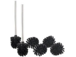 2 Brosses WC En Acier Inoxydable Avec 6 Têtes De Rechange Ø 8 Cm - Noir