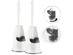 2 Brosses WC En Silicone à Tête Remplaçable WG-90