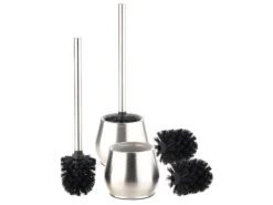 2 Brosses WC, Têtes De Rechange Et Supports En Acier Inoxydable Et Verre WG-80