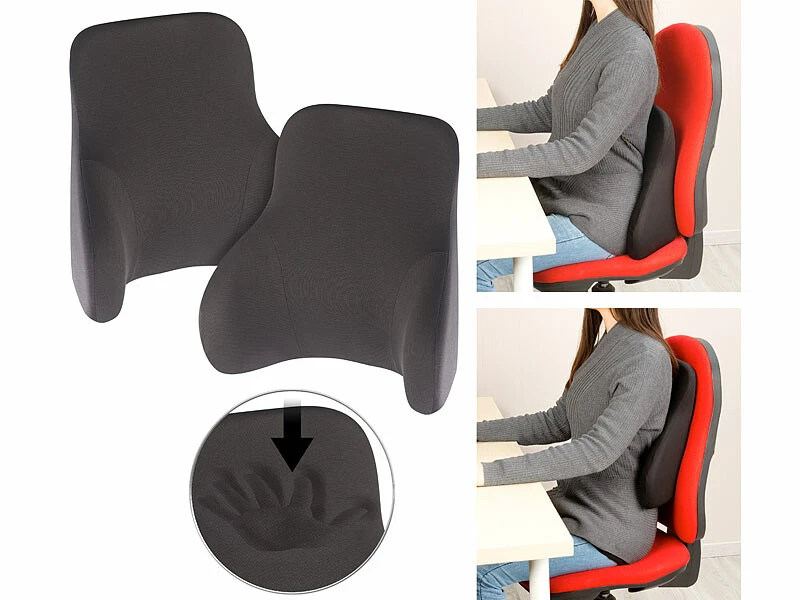 2 Coussins Ergonomiques Dorsaux En Mousse à Mémoire De Forme 3 2 Coussins Ergonomiques Dorsaux En Mousse à Mémoire De Forme