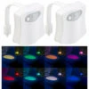 2 Lampes De Toilettes Veilleuses à LED 16 Couleurs Avec Capteur De Mouvement