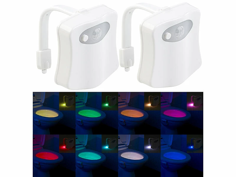 2 Lampes De Toilettes Veilleuses à LED 16 Couleurs Avec Capteur De Mouvement 3 2 Lampes De Toilettes Veilleuses à LED 16 Couleurs Avec Capteur De Mouvement