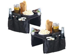2 Organiseurs Pour Accoudoir De Canapé Avec Plateau Et 5 Compartiments