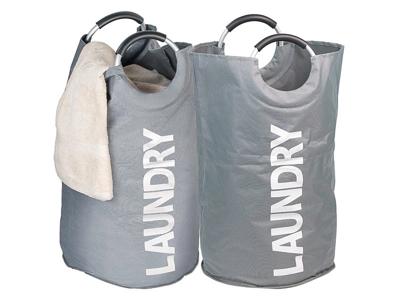 2 Sacs à Linge 65 L Avec Poignées - Gris Anthracite 3 2 Sacs à Linge 65 L Avec Poignées - Gris Anthracite