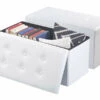 2 Sièges Pliables Aspect Cuir Avec Coffre De Rangement 80 L - Blanc 2 2 Sièges Pliables Aspect Cuir Avec Coffre De Rangement 80 L - Blanc -Maison Produit Magasin 2 sieges pliables aspect cuir avec coffre de rangement 80 l blanc ref ZX1216 1