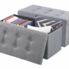 2 Sièges Pliables En Tissu Avec Coffre De Rangement 80 L - Gris -Maison Produit Magasin 2 sieges pliables en tissu avec coffre de rangement 80 l gris ref ZX1212 1