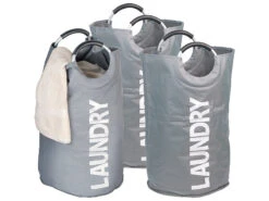 3 Sacs à Linge 65 L Avec Poignées - Gris Anthracite