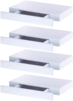 4 Étagères Murales Avec Tiroir Secret - Blanc