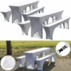 6 Housses Extensibles Pour Tables Et Bancs - Coloris Blanc