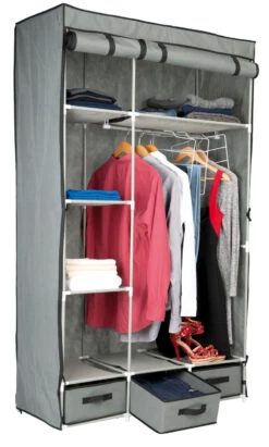 Pearl Armoire En Tissu 2 Portes, 6 Compartiments Et 3 Tiroirs -Maison Produit Magasin armoire en tissu 2 portes 6 compartiments et 3 tiroirs x2 ref NC9564 2