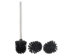 Brosse WC En Acier Inoxydable Avec Têtes De Rechange Ø 8 Cm - Noir