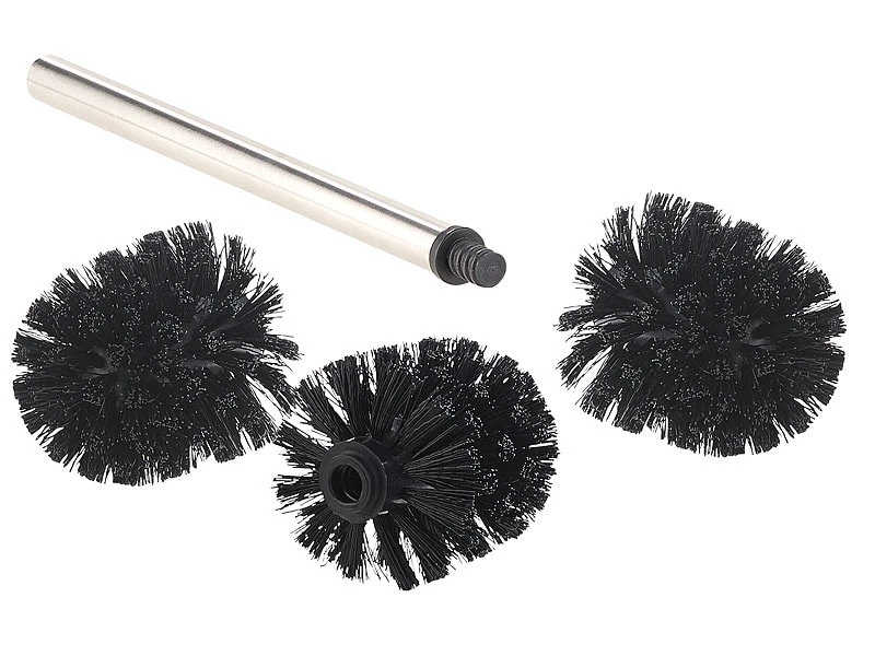 2 Brosses WC En Acier Inoxydable Avec 6 Têtes De Rechange Ø 8 Cm - Noir 4 2 Brosses WC En Acier Inoxydable Avec 6 Têtes De Rechange Ø 8 Cm - Noir – Image 2