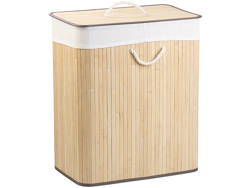 Corbeille à Linge En Bambou Naturel De 100 L 4 Corbeille à Linge En Bambou Naturel De 100 L – Image 2