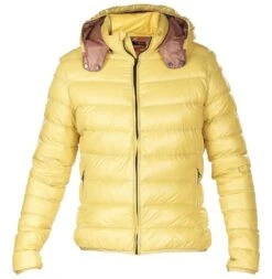 Doudoune Ultralégère En Duvet Avec Col Montant Et Capuche - Jaune - Taille S