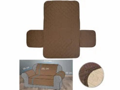 Housse De Protection Réversible Pour Canapé 2 Places, Coloris Beige/marron