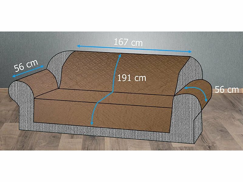 Housse De Protection Réversible Pour Canapé 3 places, Coloris Beige/marron 4 Housse De Protection Réversible Pour Canapé 3 places, Coloris Beige/marron – Image 2