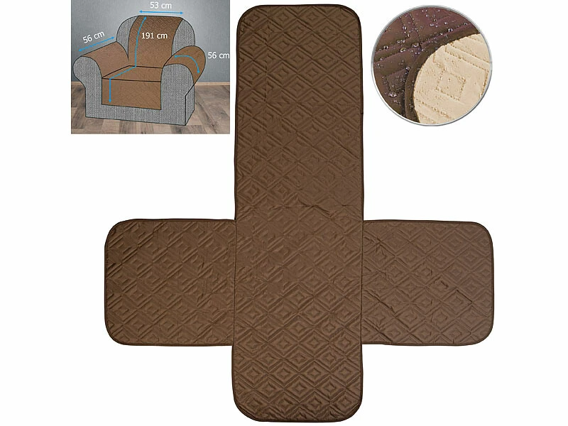 Housse De Protection Réversible Pour Fauteuil, Coloris Beige/marron 3 Housse De Protection Réversible Pour Fauteuil, Coloris Beige/marron
