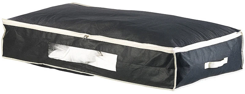 4 Housses De Rangement 86 L Pour Dessous De Lit Avec Fenêtre Transparente - Noir 4 4 Housses De Rangement 86 L Pour Dessous De Lit Avec Fenêtre Transparente - Noir – Image 2