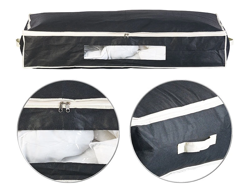 4 Housses De Rangement 86 L Pour Dessous De Lit Avec Fenêtre Transparente - Noir 5 4 Housses De Rangement 86 L Pour Dessous De Lit Avec Fenêtre Transparente - Noir – Image 3
