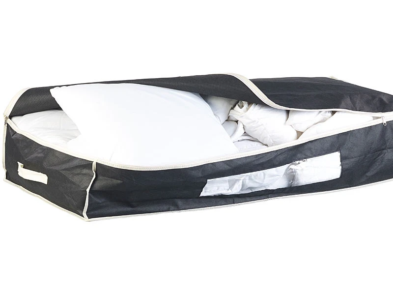 4 Housses De Rangement 86 L Pour Dessous De Lit Avec Fenêtre Transparente - Noir 8 4 Housses De Rangement 86 L Pour Dessous De Lit Avec Fenêtre Transparente - Noir – Image 6