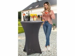 2 Housses Extensibles Pour Tables Hautes Mange-debout - Coloris Anthracite -Maison Produit Magasin housse extensible pour table haute mange debout coloris anthracite ref ZX6382 3 1