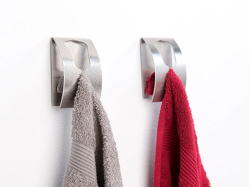 2 Porte-serviettes Adhésifs En Acier Inoxydable 4 2 Porte-serviettes Adhésifs En Acier Inoxydable – Image 2