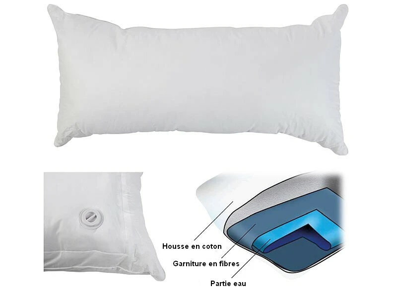 2 Oreillers à Eau Avec Housse En Coton - 40 X 80 Cm 4 2 Oreillers à Eau Avec Housse En Coton - 40 X 80 Cm – Image 2