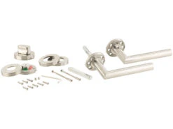 3 Garnitures De Porte De WC/salle De Bains En Inox -Maison Produit Magasin poignee de porte et rosette en acier inoxydable pour salle de bain et wc ref NX5867 4