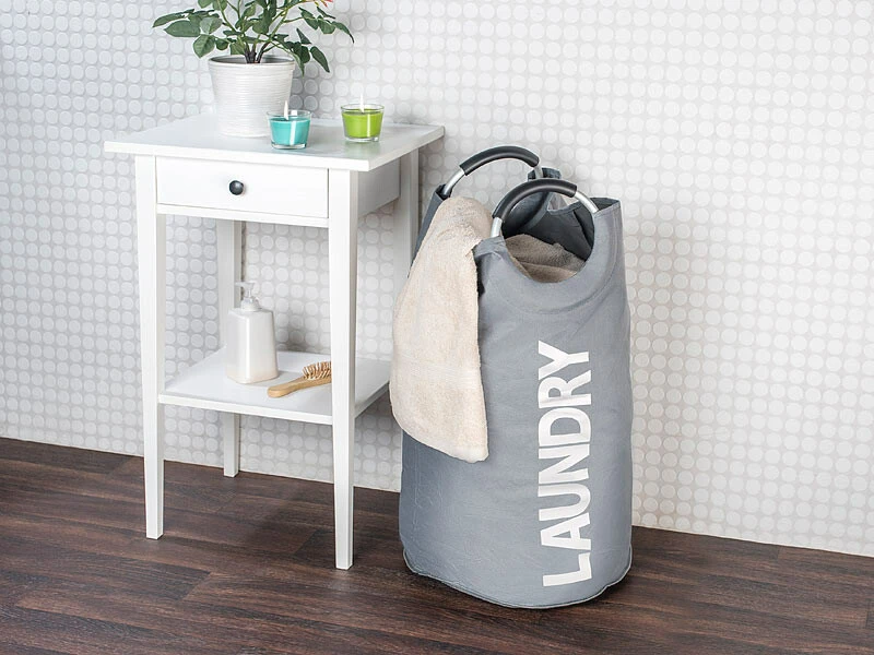 2 Sacs à Linge 65 L Avec Poignées - Gris Anthracite 4 2 Sacs à Linge 65 L Avec Poignées - Gris Anthracite – Image 2