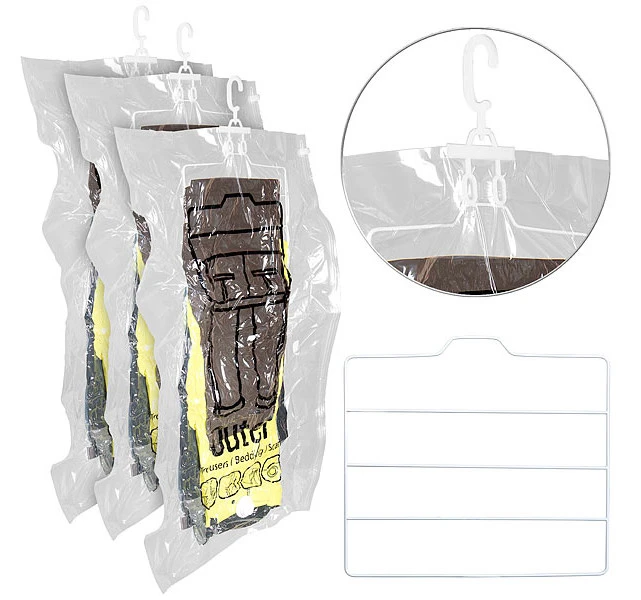 3 Sacs De Mise Sous Vide Pour Vêtements Avec Porte-pantalons - 67 X 100 Cm 4 3 Sacs De Mise Sous Vide Pour Vêtements Avec Porte-pantalons - 67 X 100 Cm – Image 2