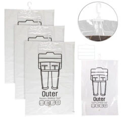 3 Sacs De Mise Sous Vide Pour Vêtements Avec Porte-pantalons - 67 X 100 Cm