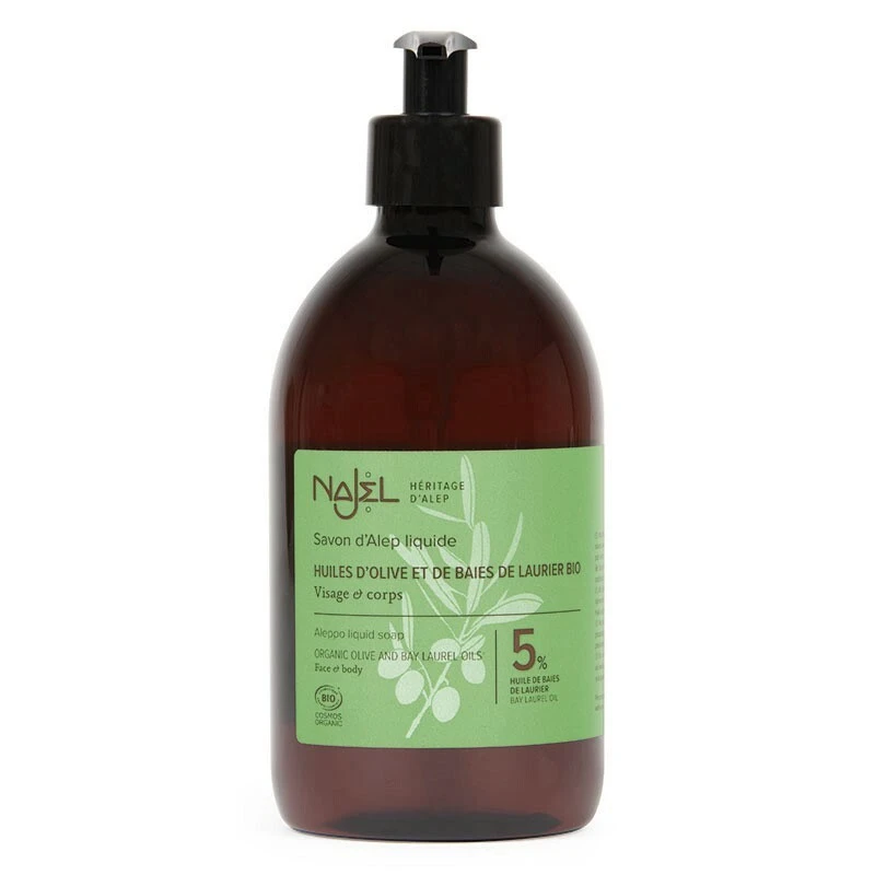 Savon D'Alep Liquide Enrichi De 5% D'huile De Baies De Laurier BIO - 500 Ml 3 Savon D'Alep Liquide Enrichi De 5% D'huile De Baies De Laurier BIO - 500 Ml