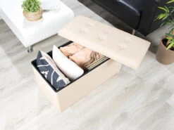 4 Sièges Pliables Aspect Cuir Avec Coffre De Rangement 80 L - Beige 18 4 Sièges Pliables Aspect Cuir Avec Coffre De Rangement 80 L - Beige -Maison Produit Magasin siege pliable en cuir avec coffre de rangement 80 l beige ref NX6237 3