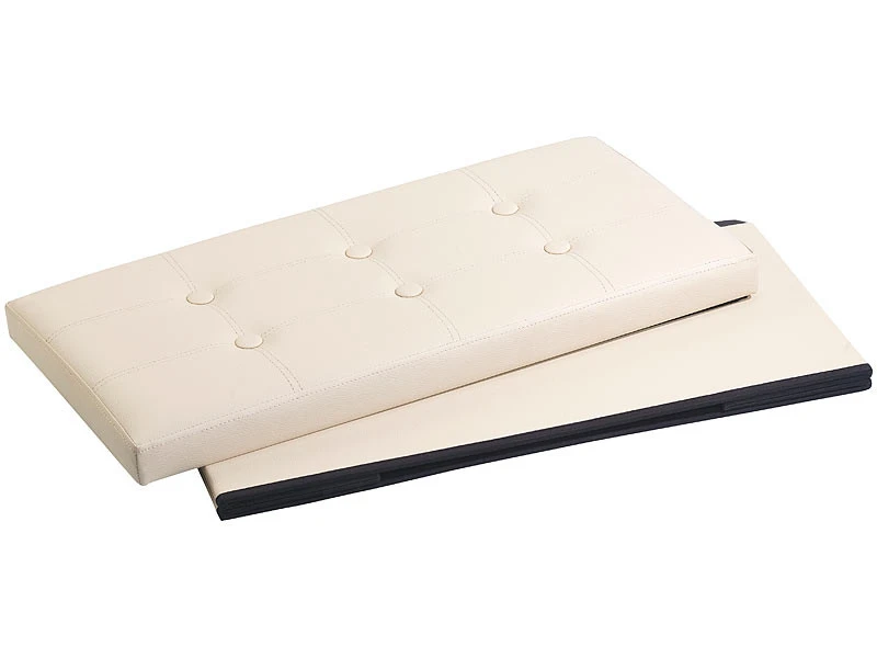 4 Sièges Pliables Aspect Cuir Avec Coffre De Rangement 80 L - Beige 7 4 Sièges Pliables Aspect Cuir Avec Coffre De Rangement 80 L - Beige – Image 5