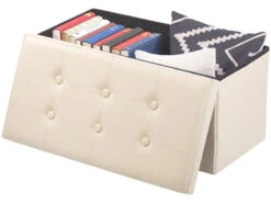 4 Sièges Pliables Aspect Cuir Avec Coffre De Rangement 80 L - Beige 14 4 Sièges Pliables Aspect Cuir Avec Coffre De Rangement 80 L - Beige -Maison Produit Magasin siege pliable en cuir avec coffre de rangement 80 l beige ref NX6237 5