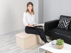 4 Sièges Pliables Aspect Cuir Avec Coffre De Rangement 80 L - Beige 19 4 Sièges Pliables Aspect Cuir Avec Coffre De Rangement 80 L - Beige -Maison Produit Magasin siege pliable en cuir avec coffre de rangement 80 l beige ref NX6237 6