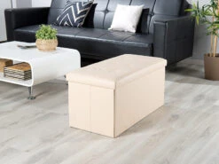 4 Sièges Pliables Aspect Cuir Avec Coffre De Rangement 80 L - Beige 17 4 Sièges Pliables Aspect Cuir Avec Coffre De Rangement 80 L - Beige -Maison Produit Magasin siege pliable en cuir avec coffre de rangement 80 l beige ref NX6237 7