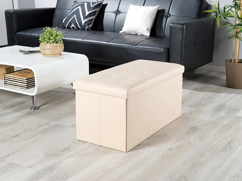 4 Sièges Pliables Aspect Cuir Avec Coffre De Rangement 80 L - Beige 9 4 Sièges Pliables Aspect Cuir Avec Coffre De Rangement 80 L - Beige – Image 7