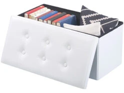 Siège Pliable Aspect Cuir Avec Coffre De Rangement 80 L - Blanc 12 Siège Pliable Aspect Cuir Avec Coffre De Rangement 80 L - Blanc -Maison Produit Magasin siege pliable en cuir avec coffre de rangement 80 l blanc ref NX6236 2 1