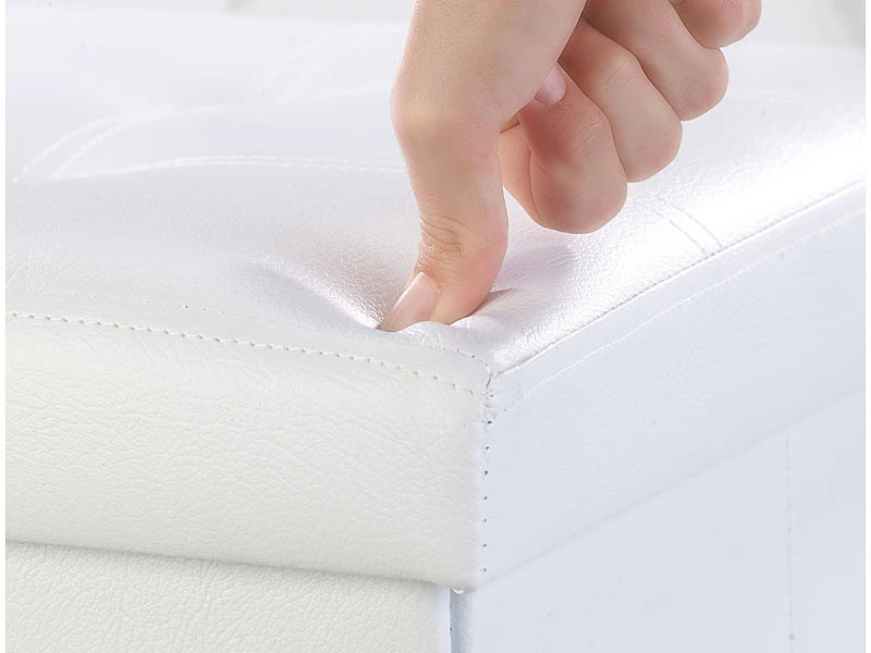 Siège Pliable Aspect Cuir Avec Coffre De Rangement 80 L - Blanc 7 Siège Pliable Aspect Cuir Avec Coffre De Rangement 80 L - Blanc – Image 5