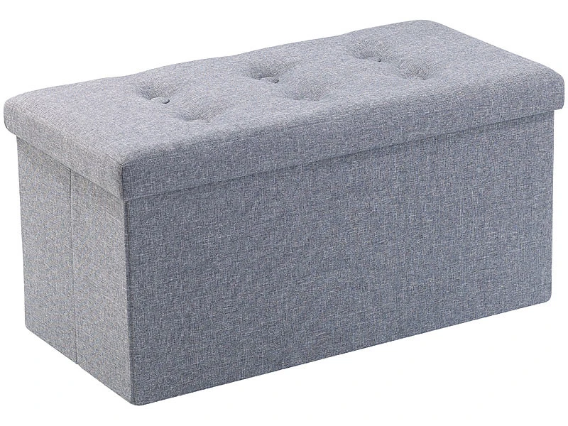 Siège Pliable En Tissu Avec Coffre De Rangement 80 L - Gris 4 Siège Pliable En Tissu Avec Coffre De Rangement 80 L - Gris – Image 2