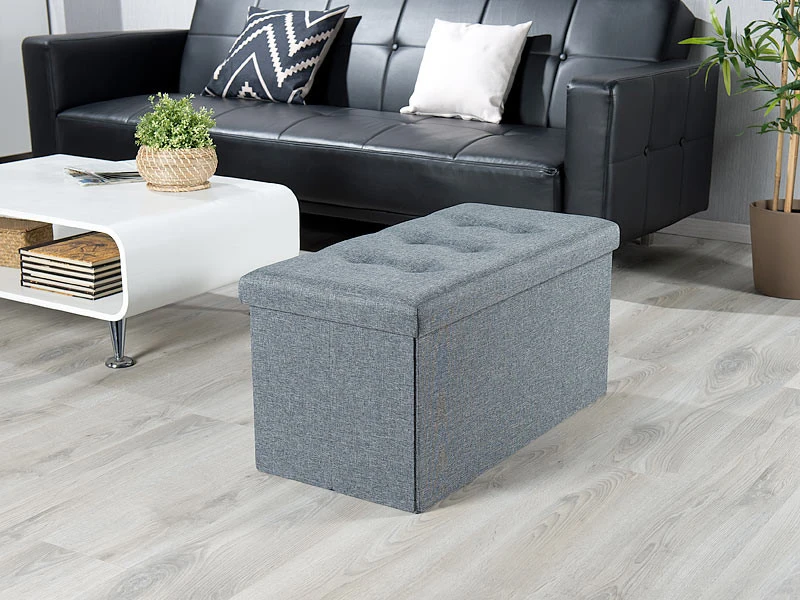 Siège Pliable En Tissu Avec Coffre De Rangement 80 L - Gris 8 Siège Pliable En Tissu Avec Coffre De Rangement 80 L - Gris – Image 6