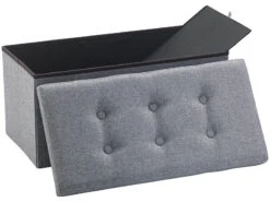 4 Sièges Pliables En Tissu Avec Coffre De Rangement 80 L - Gris -Maison Produit Magasin siege pliable en tissu avec coffre de rangement 80 l gris ref NX6238 5 2