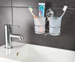 Support Mural Avec Gobelets Et Fixation Ventouse 7 Support Mural Avec Gobelets Et Fixation Ventouse -Maison Produit Magasin support mural avec gobelets et fixation ventouse ref NX9051 2