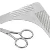 Traceur De Contours De Barbe Et Peigne 2 En 1 En Acier Inoxydable, Avec Ciseaux